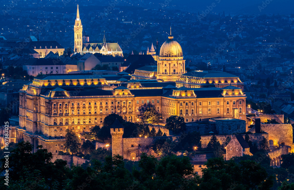 Buda Castle in Budapest at twilight