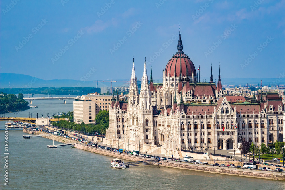 Parliament Building in Budapest from side at daytime