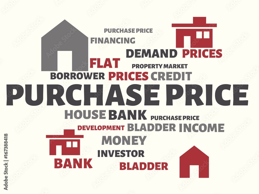 PURCHASE PRICE - image with words associated with the topic PROPERTY BUBBLE, word, image, illustration PURCHASE PRICE - image with words associated with the topic PROPERTY BUBBLE, word, image, illustration