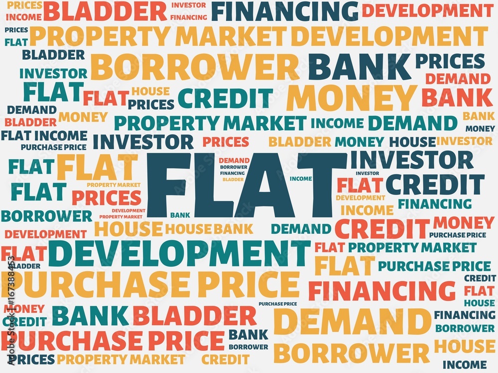 Fototapeta premium FLAT - image with words associated with the topic PROPERTY BUBBLE, word, image, illustration