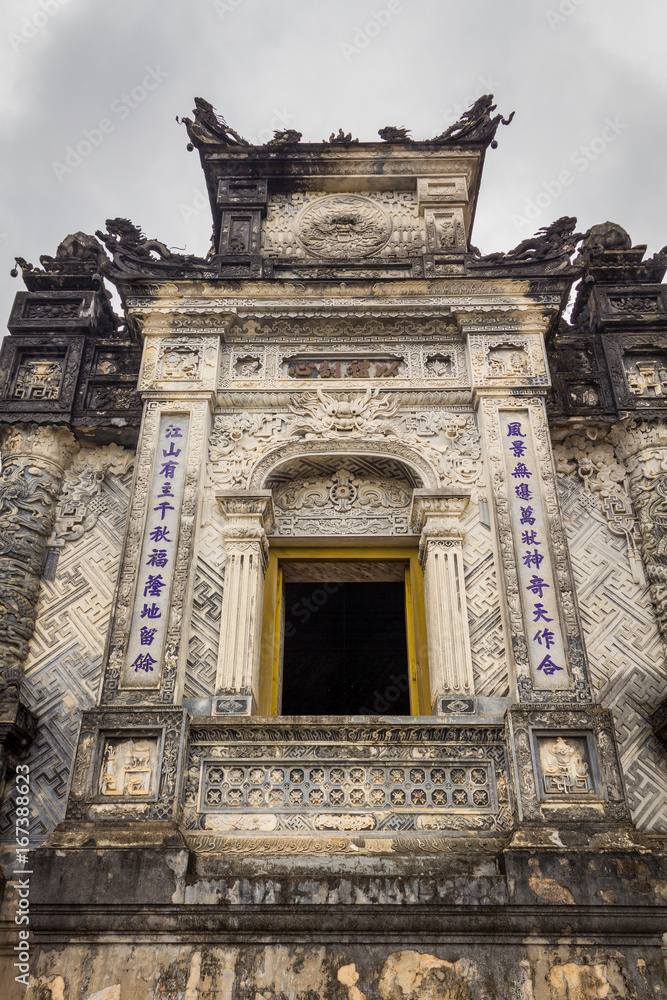 Big door of Khai Dinh tomb at Hue Vietnam