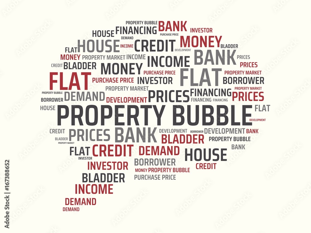 PROPERTY BUBBLE - image with words associated with the topic PROPERTY BUBBLE, word, image, illustration