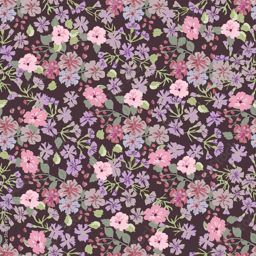 Obraz na płótnie Flowery bright pattern in small-scale flowers
