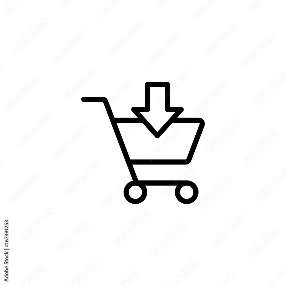 cart trolley add and remove item black line icons set cart trolley add and remove item black line icons set