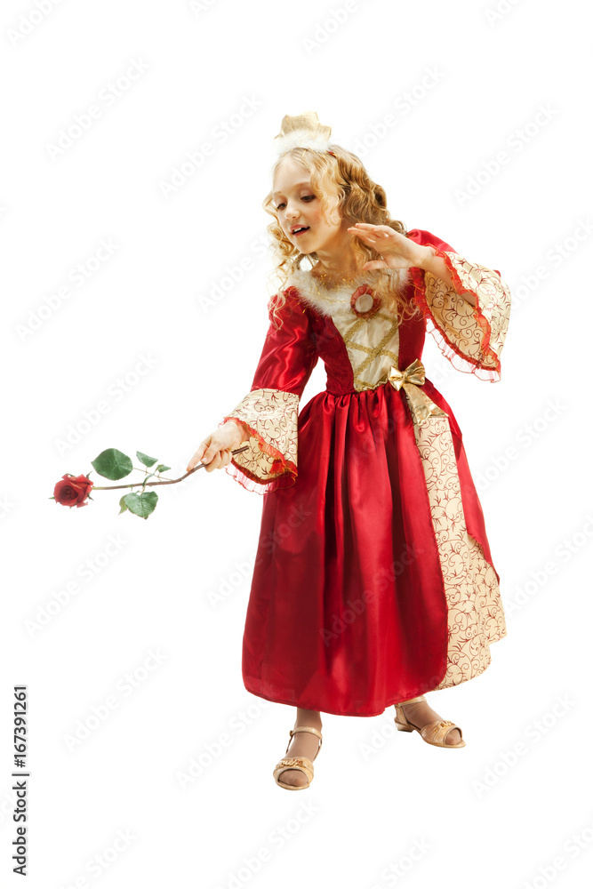 Charming Princess Showing Red Rose