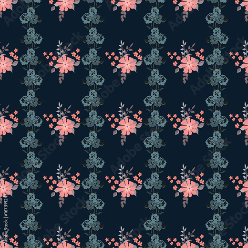 Elegant gentle trendy pattern in small-scale flower. Millefleurs. Liberty style. Floral seamless background for textile, cotton fabric, covers, manufacturing, wallpapers, print, gift wrap and scrapboo photo