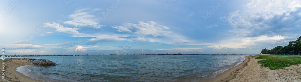 Panorama View of the sea from East Coast Park, Singapore