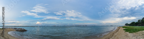 Panorama View of the sea from East Coast Park, Singapore