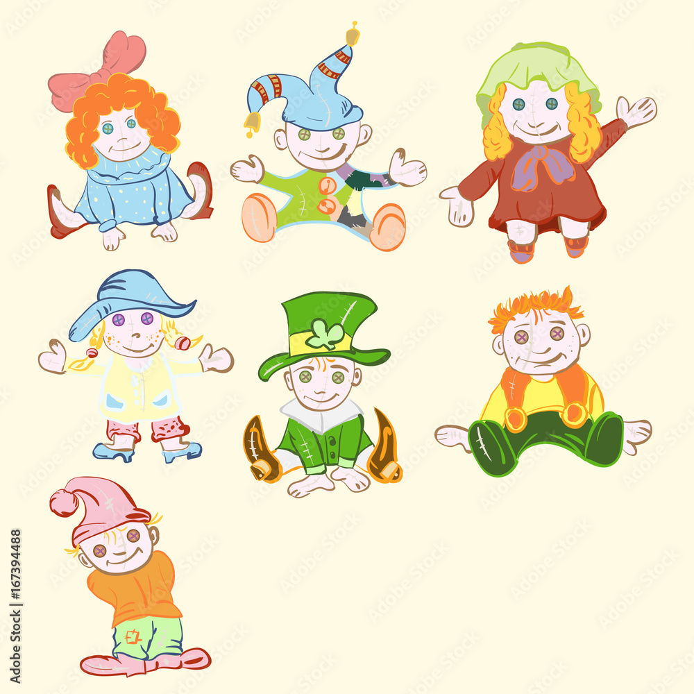 Children's drawing of children in costumes