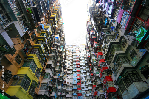 A look up view of Quarry Bay in Hong Kong China.