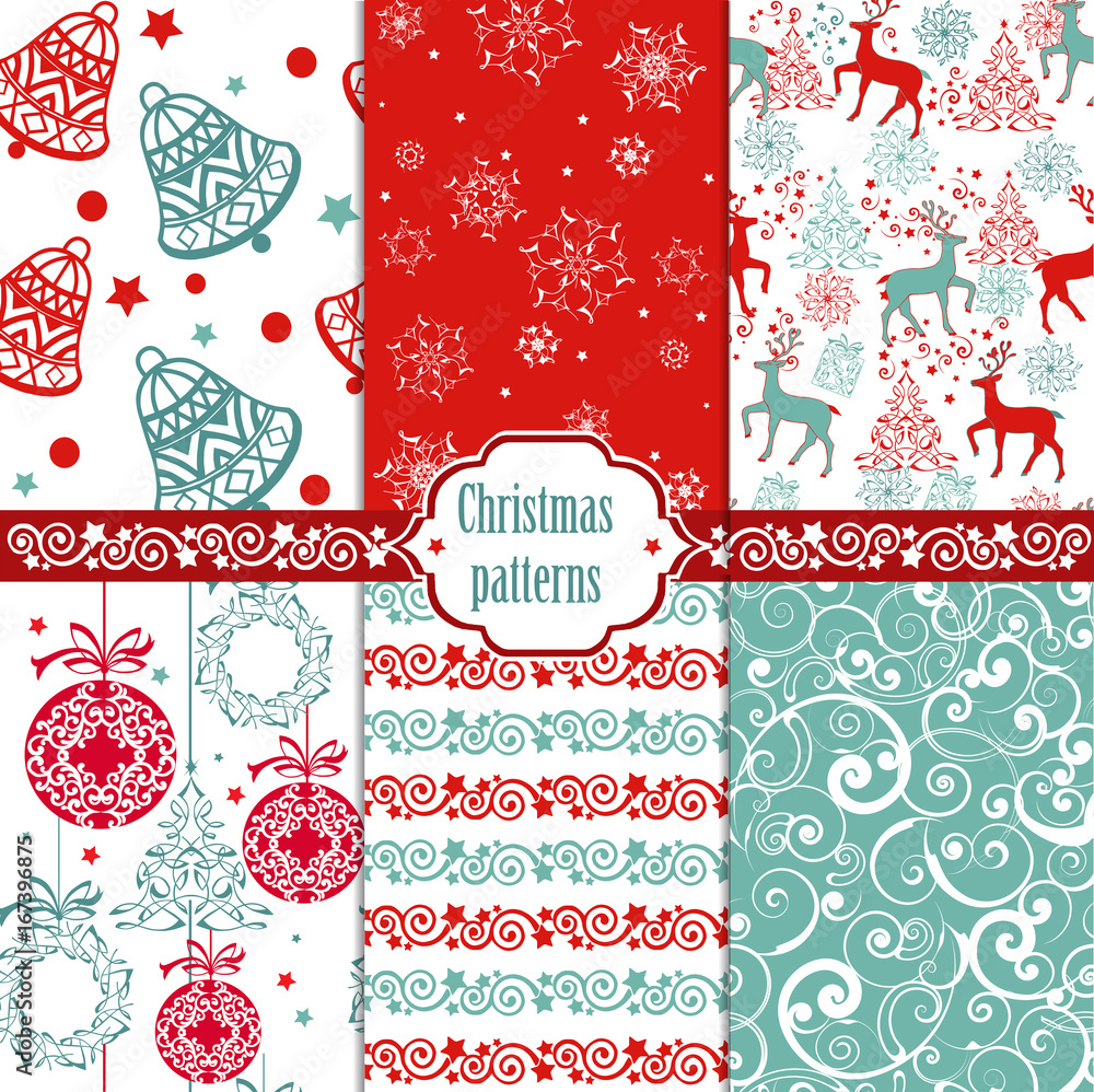 custom made wallpaper toronto digitalCollection Christmas seamless pattern. Xmas texture for wallpaper, web page background, wrapping paper and etc. Retro style. Bells, deer, balls