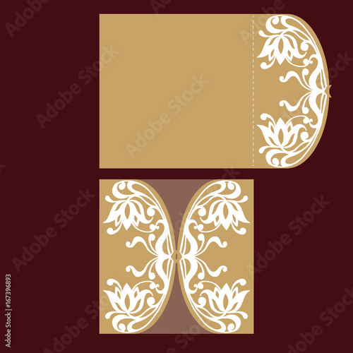 Laser cut wedding invitation card template vector. Vector illustration