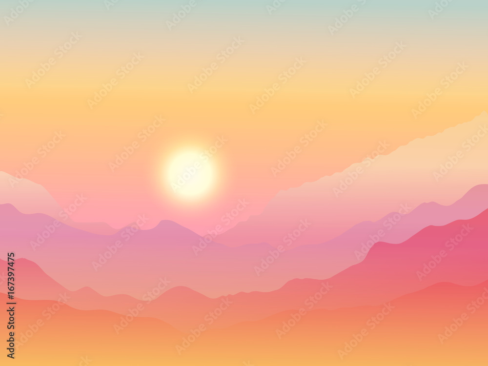 Mountains and forest. Vector landscape. Mountains and forest. Vector landscape.