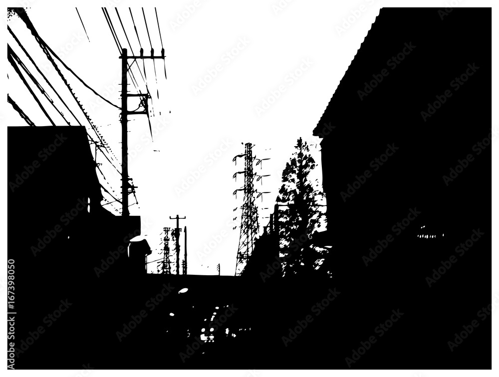日本の街並みシルエット Stock Vector Adobe Stock