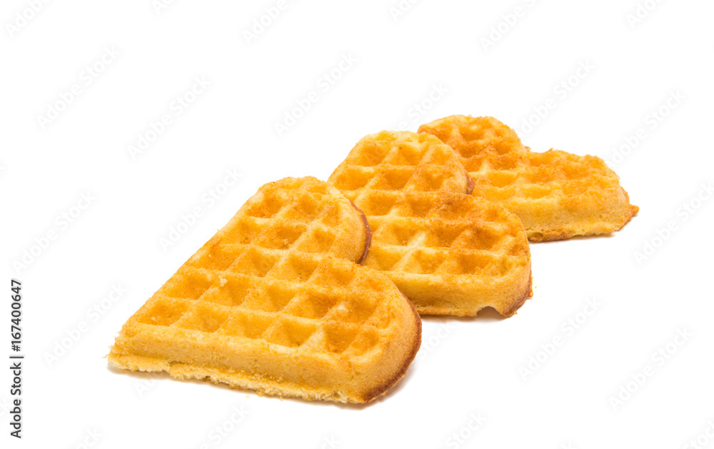 Waffle hearts isolated Waffle hearts isolated