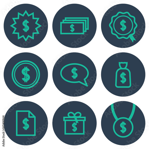 Set of icons about money with cifrao dollar symbols