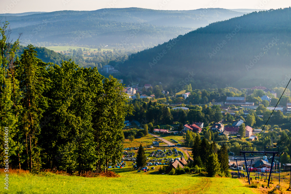 Fototapeta premium Sunrise in Ustrzyki Dolne. Mieszczady mountains.