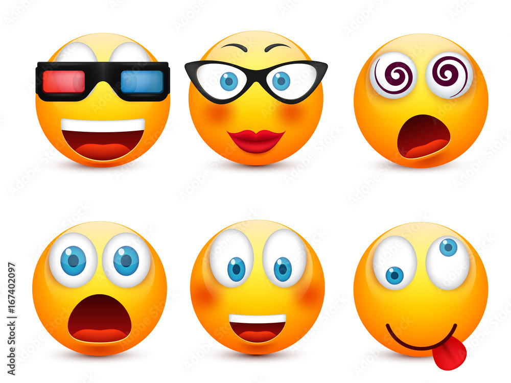 emoji faces expression funny smile happy angry mood sad set