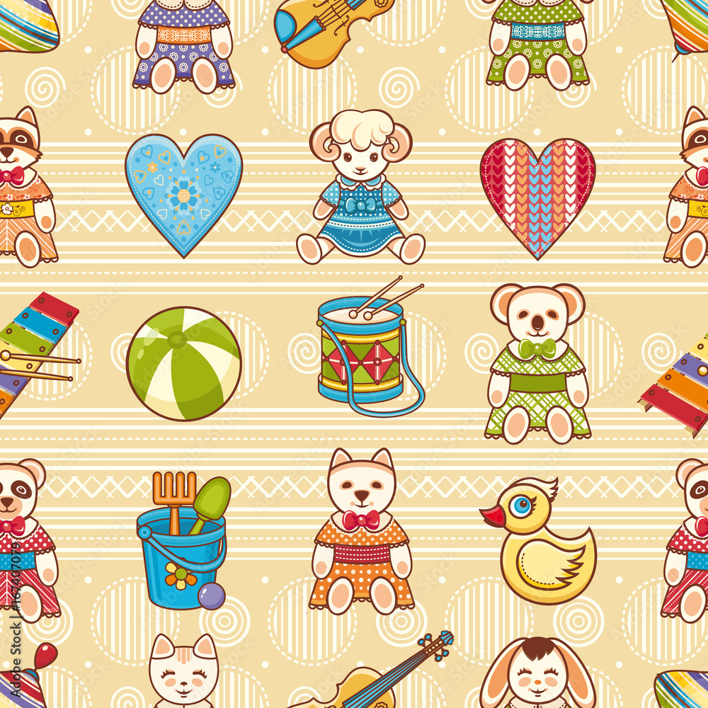 Child toy seamless pattern. Design element Child toy seamless pattern. Design element