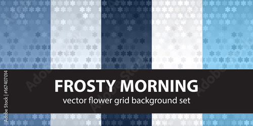 Flower pattern set Frosty Morning. Vector seamless backgrounds