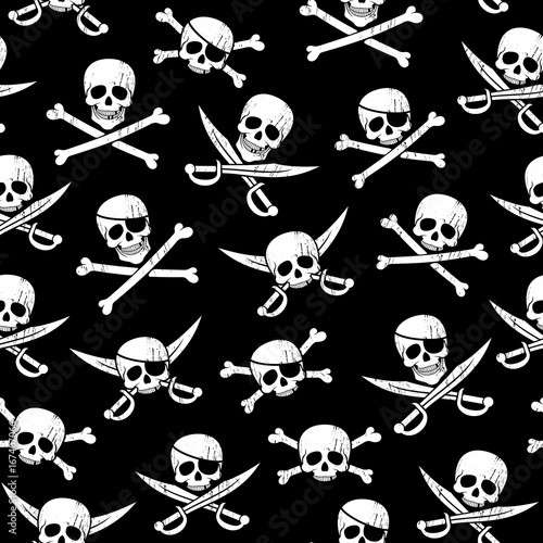 Pirate Pattern / Seamless pirate pattern with Jolly Roger in different variations. 