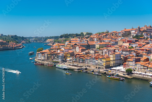     Porto in Portugal, the river Douro, colored buildings with tiles roofs   © Pascale Gueret