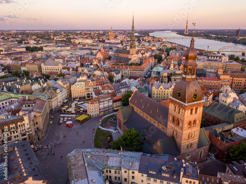 Riga old town square aerial view. Doma laukums. photo