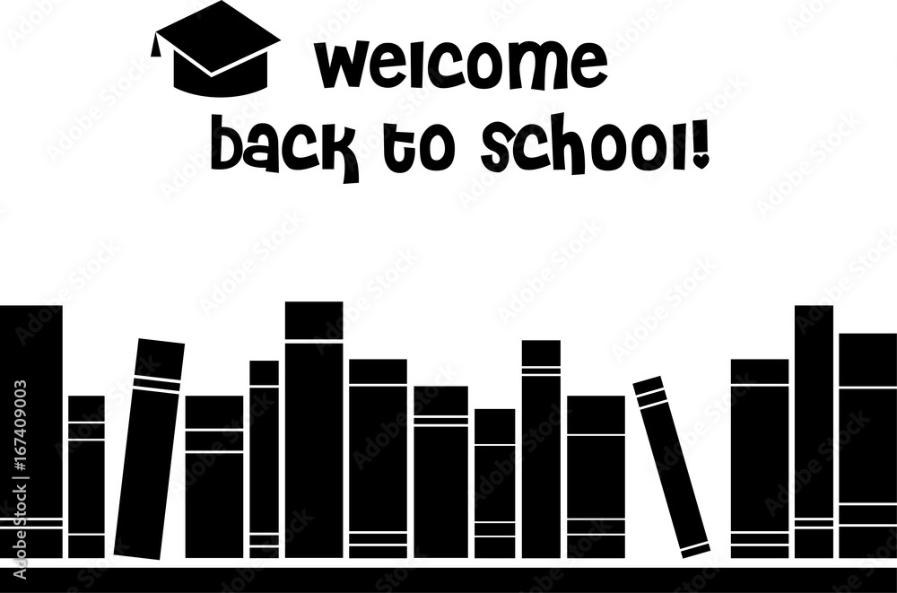 Obraz premium Welcome Back to School Books on a Shelf Isolated Vector Graphic Illustration Design