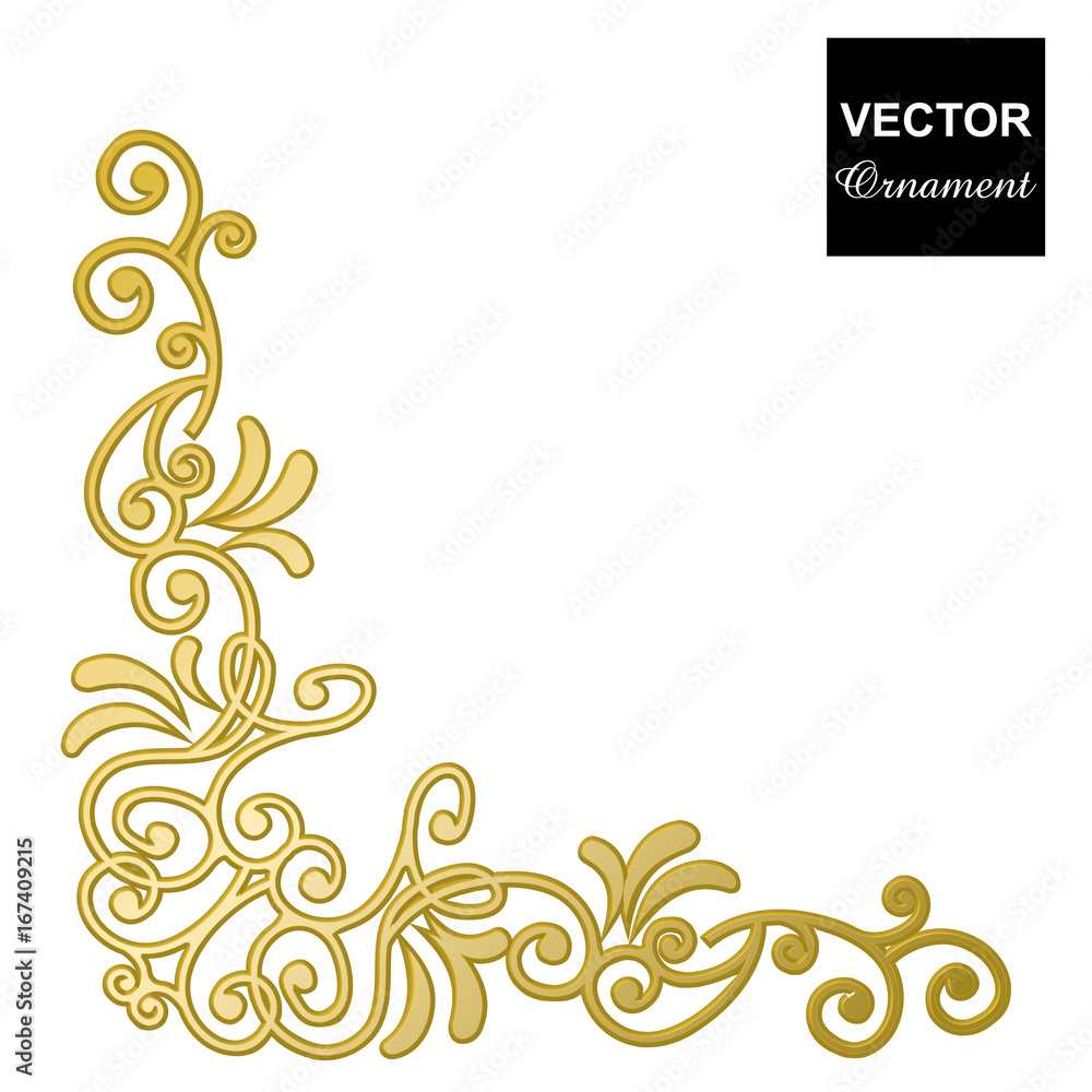 ゴールドメタリックのレリーフ状のコーナーフレーム クラシカルオーナメント 飾り罫 飾り囲み 囲み罫 Antique Frame Vector Stock ベクター Adobe Stock
