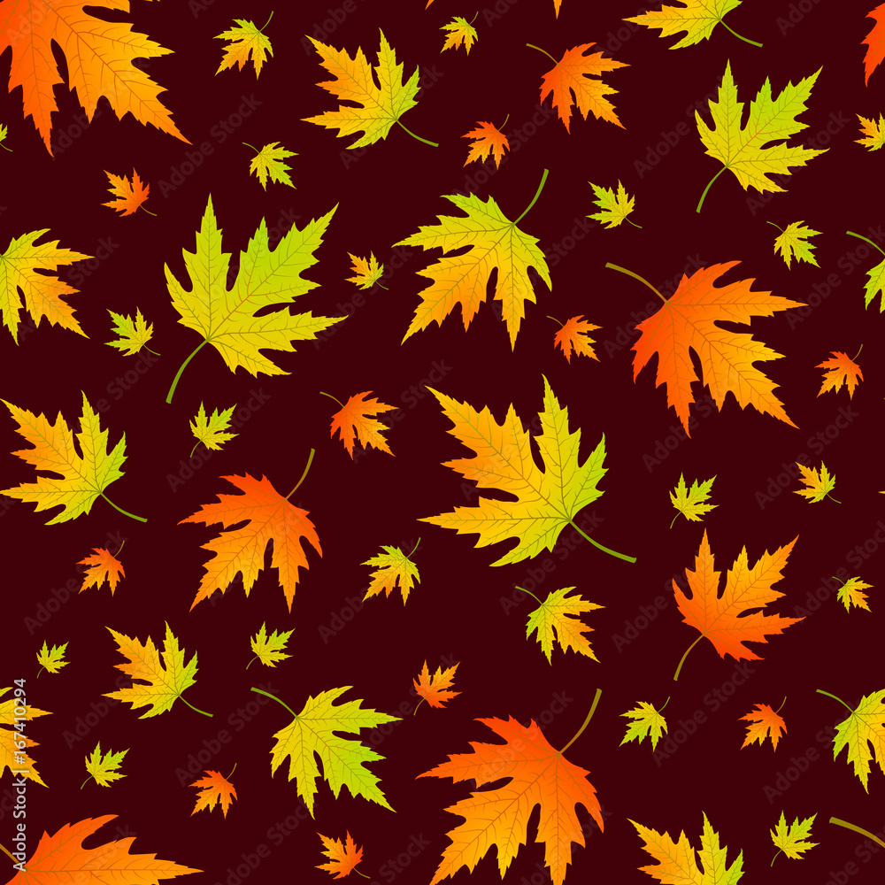 Seamless pattern,background with realistic maple leaves. Vector illustration Seamless pattern,background with realistic maple leaves. Vector illustration