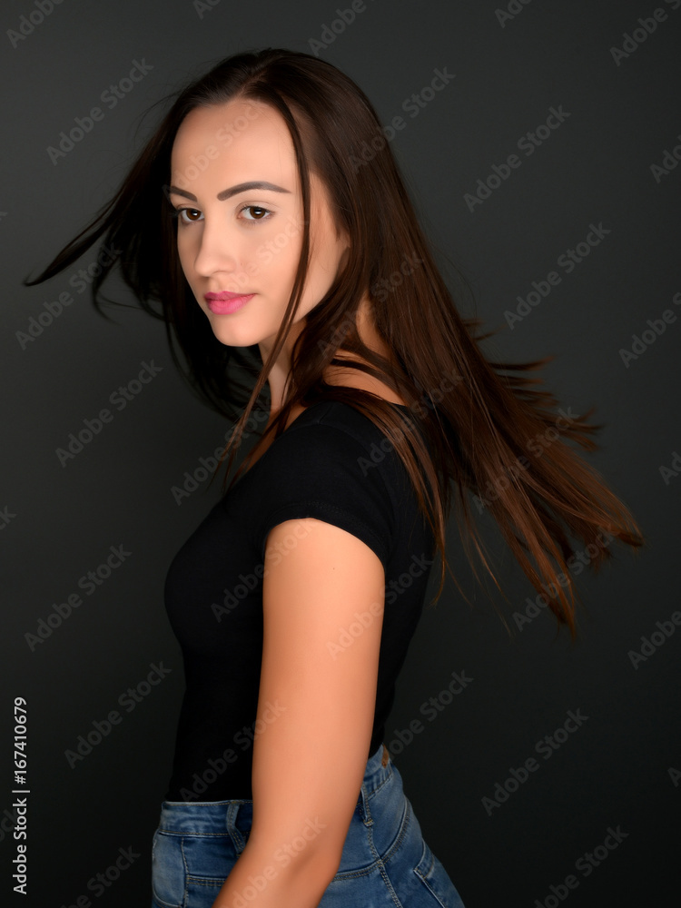 Fototapeta premium Beautiful female face with natural perfect skin