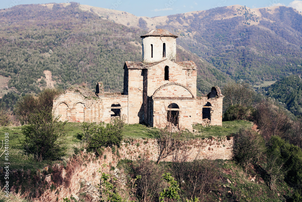 Fototapeta premium Ancient Christian temple on the mountain, Byzantine era.