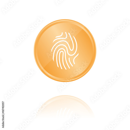 Fingerabdruck Bronze Münze mit Reflektion