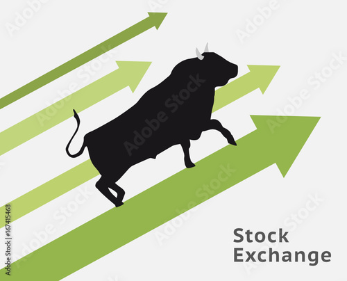Bull stock concept raising up. Making profit.