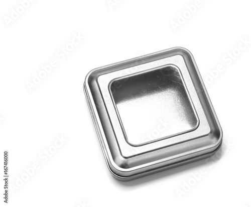 Metal silver box isolated on white background
