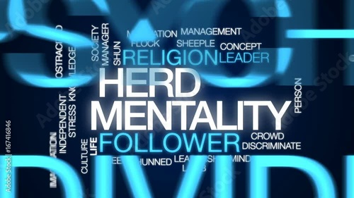 Herd mentality animated word cloud, text design animation.