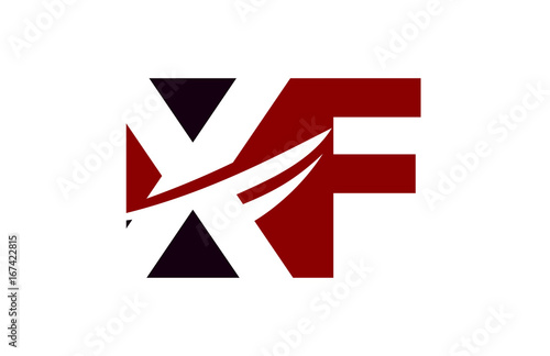 XF Red Negative Space Square Swoosh Letter Logo 