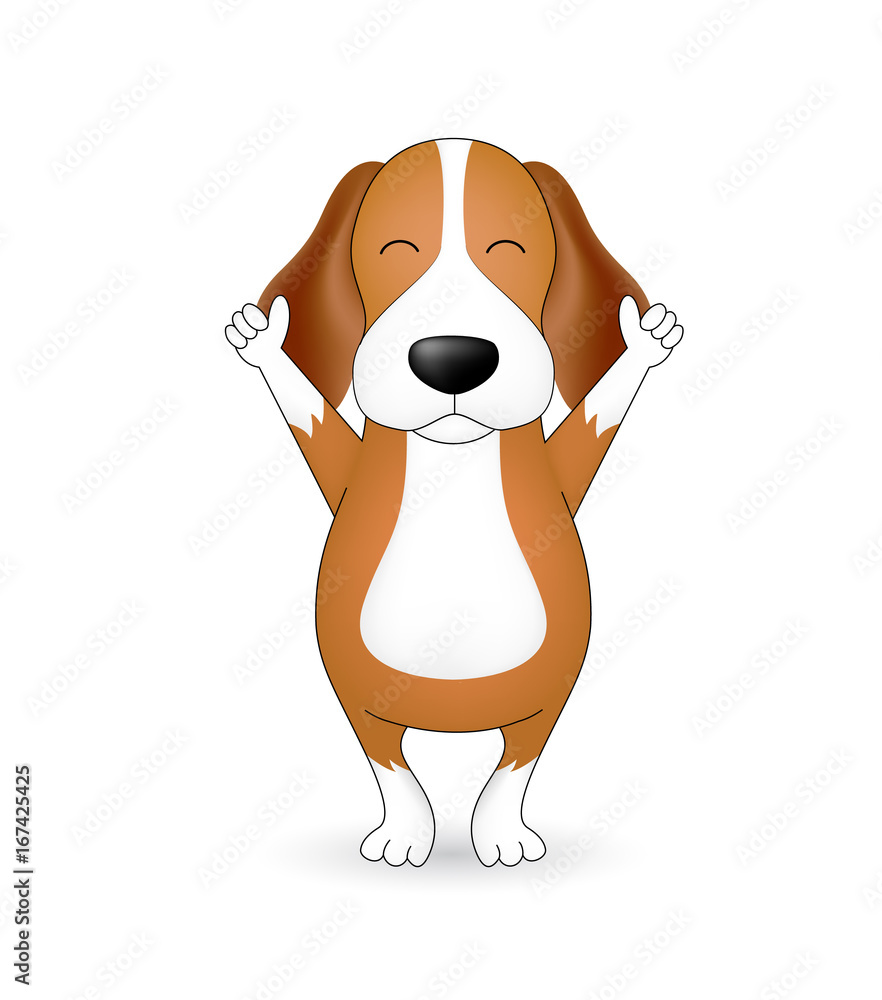 Funny cartoon dogs characters. Beagle Puppy thumb up. Human friends cute  animals. Illustration isolated on white background. Stock Vector | Adobe  Stock