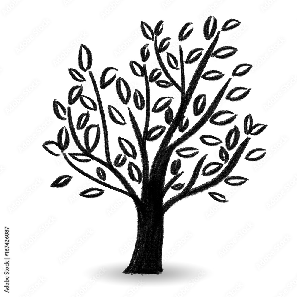 Leaf tree crayon plants Hand drawn Sketch graffiti style design drawing black illustration simple Leaf tree crayon plants Hand drawn Sketch graffiti style design drawing black illustration simple
