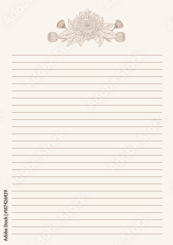 Vintage letter paper from vector.Blank worksheet excercise book.