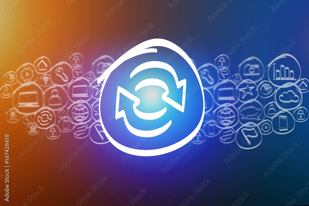 Fototapeta premium Arrows icon mixed in a cloud of icon isolated on a background