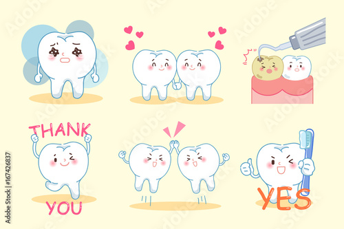 tooth with different emotion