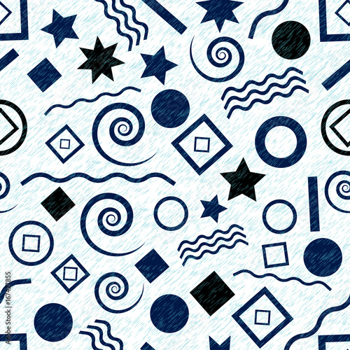 Tapety Abstrakcjonistyczny morski bezszwowy wzór, morscy kształty, wektorowa ilustracja