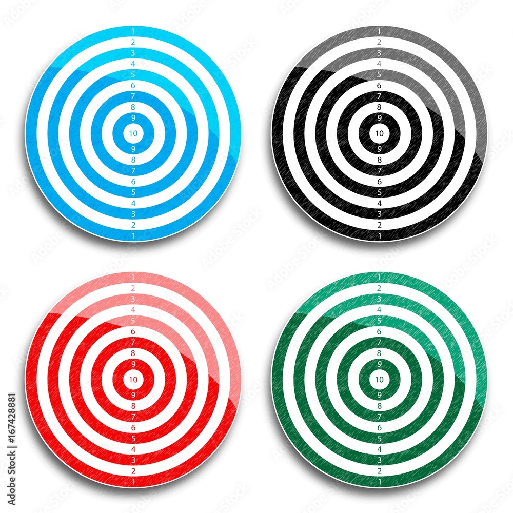 Set of isolated targets, on a white background, vector illustration Set of isolated targets, on a white background, vector illustration