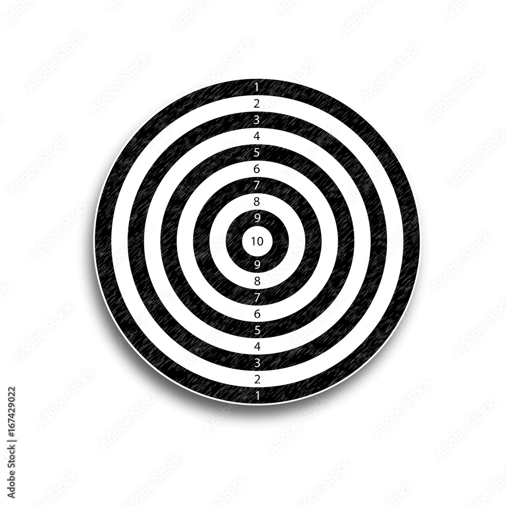 The target is 10 points, black and white, vector illustration The target is 10 points, black and white, vector illustration
