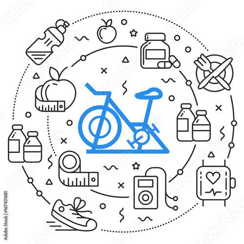 Line circle flat illustration fitness sport