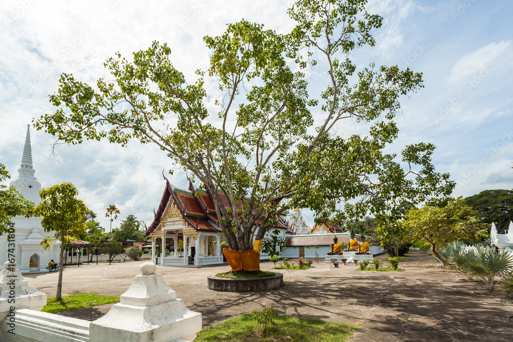 Pagoda in Srivijaya style at Pra Borommathat Chaya Temple in Chaiya, Surat Thani,Thailand