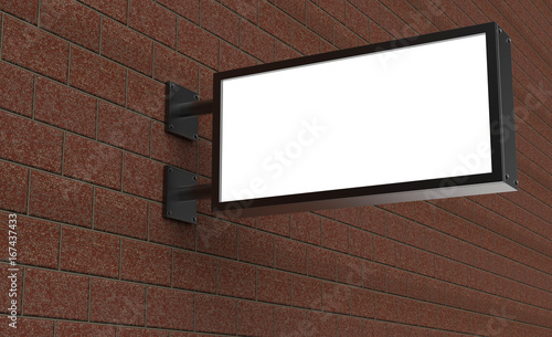 Photography Backlit signage board, led glow advertising board, vinyl company sign on brick wall