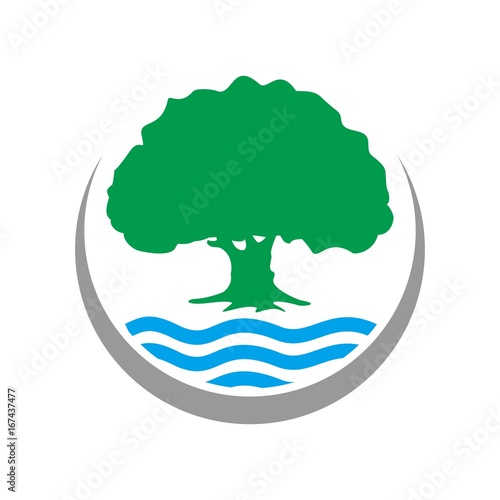 tree and water vector logo.