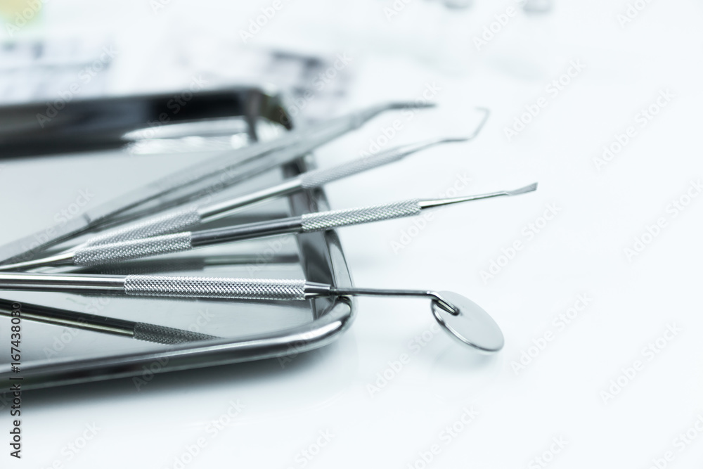 Selective focus Set of dental tools for teech care . Selective focus Set of dental tools for teech care .
